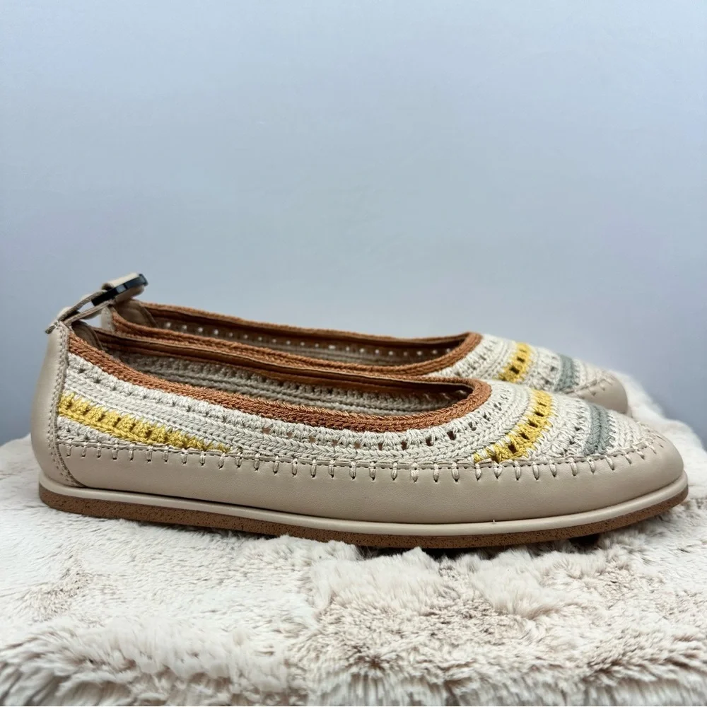 Lucky Brand Woven Ballet Flats Neutral Boho Striped Sz 9.5
